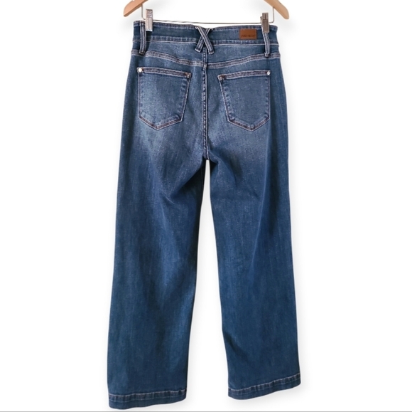 Judy Blue Mid Rise Trouser Wide Leg Jeans Medium Wash Blue - Picture 11 of 17